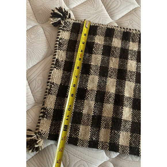 Plaid Checkerboard Pillow Cover Sham Textured Tweed Brown Beige Vintage MCM 70s - Picture 8 of 8